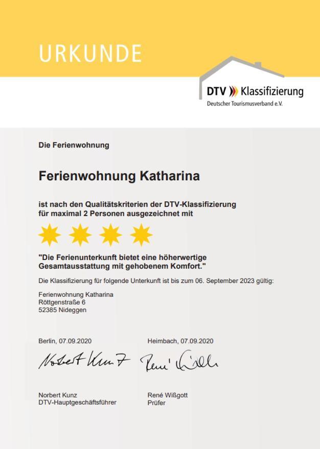 Ferienwohnung Katharina 4 Sterne Laut Dtv Wallbox 11Kw Nideggen Exteriör bild